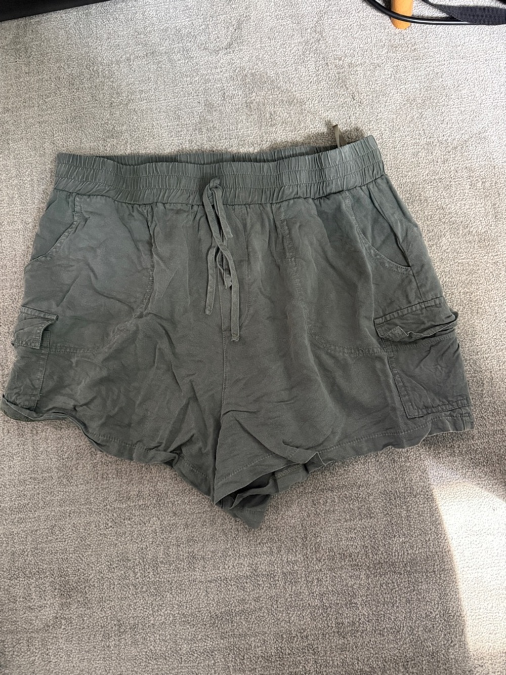 She + Sky Olive Green Elastic Waist Shorts